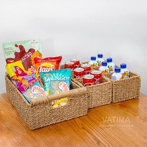 Ensemble de 3 paniers de rangement en jonc de mer à compartiments, faits à la main, vente en gros, écologiques, fabriqués au Vietnam - Product Image 3