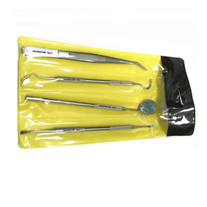 Ensemble d'instruments chirurgicaux dentaires 4 pièces en acier inoxydable, outils de diagnostic et d'examen, sonde dentaire et miroir buccal manuel - Product Image 4