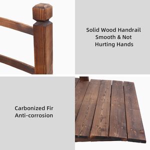 Piccolo Ponte ad Arco in Legno per Cortile, Ornamento da Giardino Anticorrosione con Finitura Carbonizzata, Ponte Paesaggistico - Product Image 3