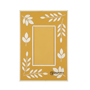 Artisan Crafted Yellow Wooden Inlay <b>Picture</b> <b>Frame</b> Elegant Bone Inlay Tabletop Photo <b>Frame</b> in Yellow - Product Image 1