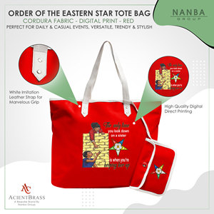 Sac fourre-tout rouge brodé Eastern Star, logo OES Order Of The Eastern Star, Sister Keeper - Product Image 3
