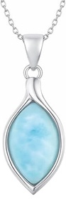 Collar de Larimar Marquise para Mujer, Collar con Colgante de Piedra Preciosa Azul Natural, Plata 925, Joyería Elegante Hecha a Mano, Regalo - Product Image 2