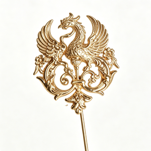 Broche Phénix Doré avec Motif Floral, Badge Métallique de Luxe pour Décoration de Mode, Épingles de Revers en Métal Personnalisées, Faits Main, Tendance - Product Image 4