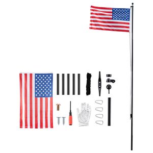 Kit de mât de drapeau sectionnel en aluminium robuste de 20 pieds pour utilisation extérieure au sol - Product Image 1