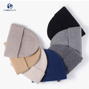 Premium Unisex Daily Rib Cuff Warm Soft Cashmere100 % Wool Cable Knit Beanie para invierno - Product Image 3
