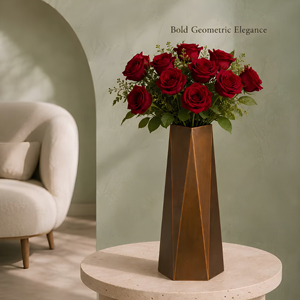 Elegante Florero de Aluminio con Cuello Largo, Silueta Curva, Acabado Metálico Liso y Duradero |   Centro de Mesa Moderno para Decoración del Hogar - Product Image 3