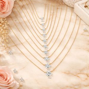 Collar Solitario de Diamante de Corte Brillante Flotante Chapado en Oro sobre Plata, Perforado con Láser, Certificado IGI, Cultivado en Laboratorio, Cadena Ajustable - Product Image 5