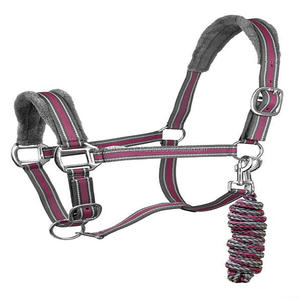 Correas de nailon de dos tonos personalizadas, cabestro de caballo de nailon, relleno de visón de lana suave, caballo cabestro cosido con cuerdas de plomo a juego - Product Image 1