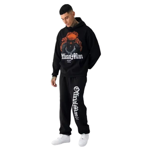 Official Man Men's Black Hooded Tracksuit Full Sleeve Cotton Streetwear Autumn Style With Side Pockets Elastic Waist - Product Image 1