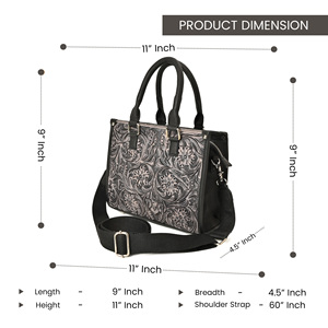 Bolso Tote de Cuero Genuino Hecho a Mano para Mujer, Estilo Western con Grabado Floral, Bolso de Hombro Cruzado Vintage Hecho a Mano - Product Image 3