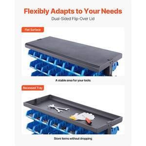 5-Tier Double-Sided Rolling <b>Bin</b> Storage Rack 68 Organizer <b>Bins</b> <b>Dual</b>-Sided Parts Mobile Tool Organizer Wheels for Garage - Product Image 4