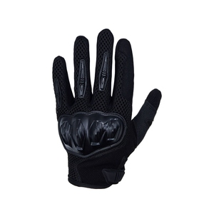 Gants de course à doigts entiers noirs avec surpiqûres rouges, protection respirante de la paume, fermeture auto-agrippante pour la conduite et l'utilisation en extérieur - Product Image 2