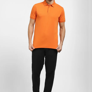 2026 Men's <b>Orange</b> Short Sleeve Knitted <b>Polo</b> Shirt Solid Color Casual Style Regular Fit Button Design Direct Factory - Product Image 5