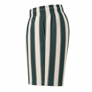 Pantalones Cortos de Boxeo Unisex de Corte Regular con Rayas Verticales Verdes y Crema, de Poliéster/Nailon de Secado Rápido - Product Image 5
