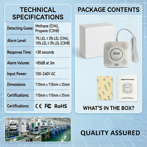 Smart <b>Wireless</b> Methane Natural Leak <b>Alarm</b> Wall Mounted Portable ABS Combustible Gas Detector - Product Image 5