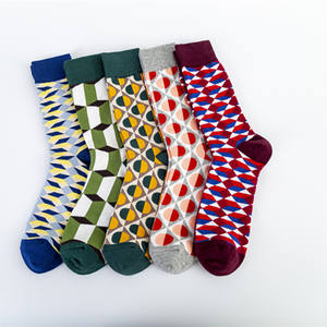 Chaussettes mi-mollet en coton tissé à carreaux rétro, nouvelle mode, tendance décontractée, pour hommes, vente en gros - Product Image 3