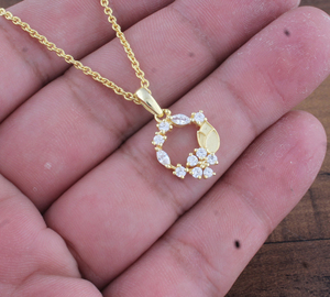 Collier de luxe avec breloques en zircone cubique, plaqué argent, base en argent sterling 925, anti-ternissement, solitaire fantaisie en CZ pour fiançailles - Product Image 2