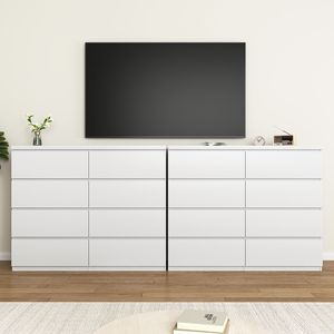 Commode de chambre moderne en bois à 8 tiroirs, armoire haute avec 8 tiroirs de rangement - Product Image 4