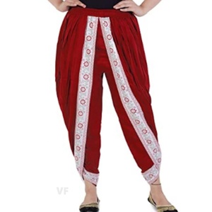 Women Readymade Printed Dhoti <b>Lace</b> 100% Cotton Fabric Regular Fit <b>Elastic</b> Waist Winter ODM Pant/Salwar - Product Image 1
