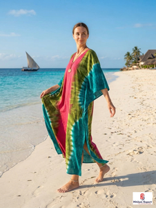 Printed <b>Kaftan</b> Dress Ladies Beach Wear Soft Fabric Loose Fit <b>Summer</b> Resort Cover Up Island Vacation Wholesale Export Supply - Product Image 5