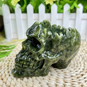 Figura de Calavera de Jade Xiuyan Verde Tallada, Decoración para el Hogar, Coleccionable, Gemas de Piedra de Cristal, CrystalHola Jiangsu Budismo - Product Image 6