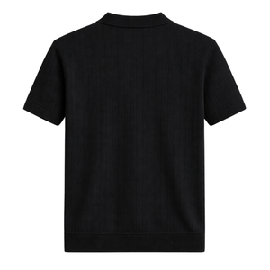 Polo en tricot rayé pour homme, manches courtes, boutons sur le devant, coton premium texturé, coupe ajustée, décontracté, élégant, vêtements d'été, vente en gros - Product Image 4