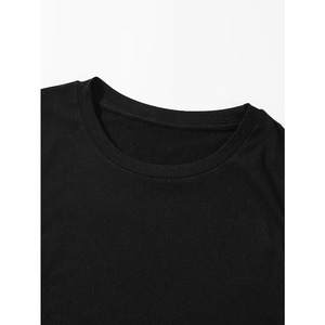 Camiseta gótica negra para mujer con estampado de esqueleto blanco, hombros caídos, cuello redondo, ajuste holgado, manga corta, top de algodón tipo jersey - Product Image 4