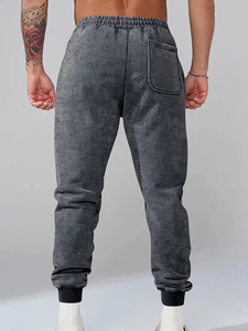 <b>Mens</b> Acid Wash Straight Leg <b>Trousers</b> Washed Blue Street Style Casual Fashion Acid Wash <b>Trouser</b> - Product Image 2