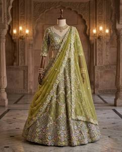 Divyam Creation Lehenga Choli brodé rose en spandex extensible, coupe classique, longueur au sol, tenue de mariage traditionnelle pour femmes, Inde - Product Image 5