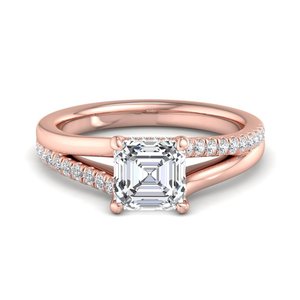 925 Silver With Asscher Cut Moissanite Diamond <b>Split</b> Band Birthday Gift for Women <b>Ring</b> - Product Image 3