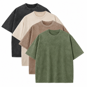 T-shirt décontracté pour homme à manches courtes, col rond, design uni, 100% coton, imprimé en sérigraphie, séchage rapide, streetwear, tricoté, effet délavé - Product Image 1
