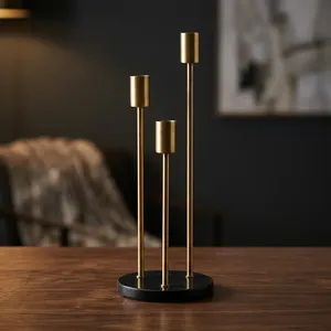 Metal and Marble <b>Nesting</b> <b>Candle</b> Holder Minimalist Decorative Taper Candlestick Holders for Dining Table Home Decor - Product Image 1