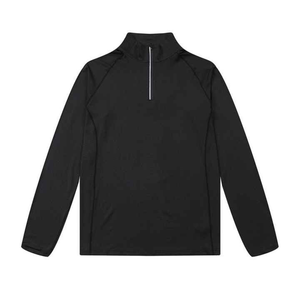 Suéter de Punto Negro para Hombre, Cuello Alto, Manga Larga, Cierre de Cremallera, Corte Regular, Secado Rápido, para Otoño - Product Image 4