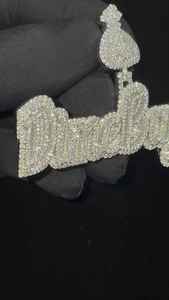 Pendentif personnalisé avec nom et initiale en argent sterling 925, motif sac d'argent, serti de moissanite, style hip-hop, bijoux bling-bling - Product Image 2