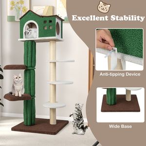 Arbre à chat multi-niveaux avec condo et dispositif anti-basculement, griffoir et mobilier durables pour chats - Product Image 6