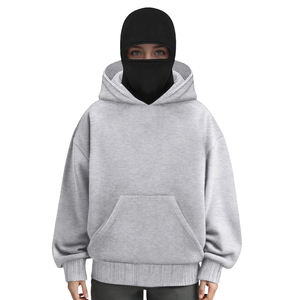 Sudadera con capucha unisex de algodón 100% con forro polar de invierno, estilo ninja, con cremallera, extragrande, de sherpa, con máscara, gruesa, gruesa, estilo urbano, personalizada, que cubre toda la cara. - Product Image 1