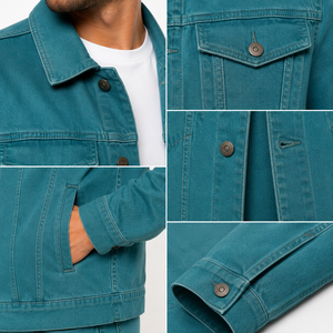 Veste en jean élégante pour homme, offrant une construction durable, une mobilité confortable et un style polyvalent pour les looks décontractés et urbains. - Product Image 6