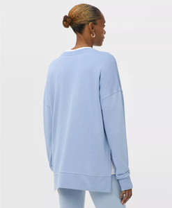 Sudadera Oversize de Cuello Redondo para Mujer, Color Sólido, Hombros Caídos, Manga Larga, Tejida, 100% Algodón, para Otoño - Product Image 3