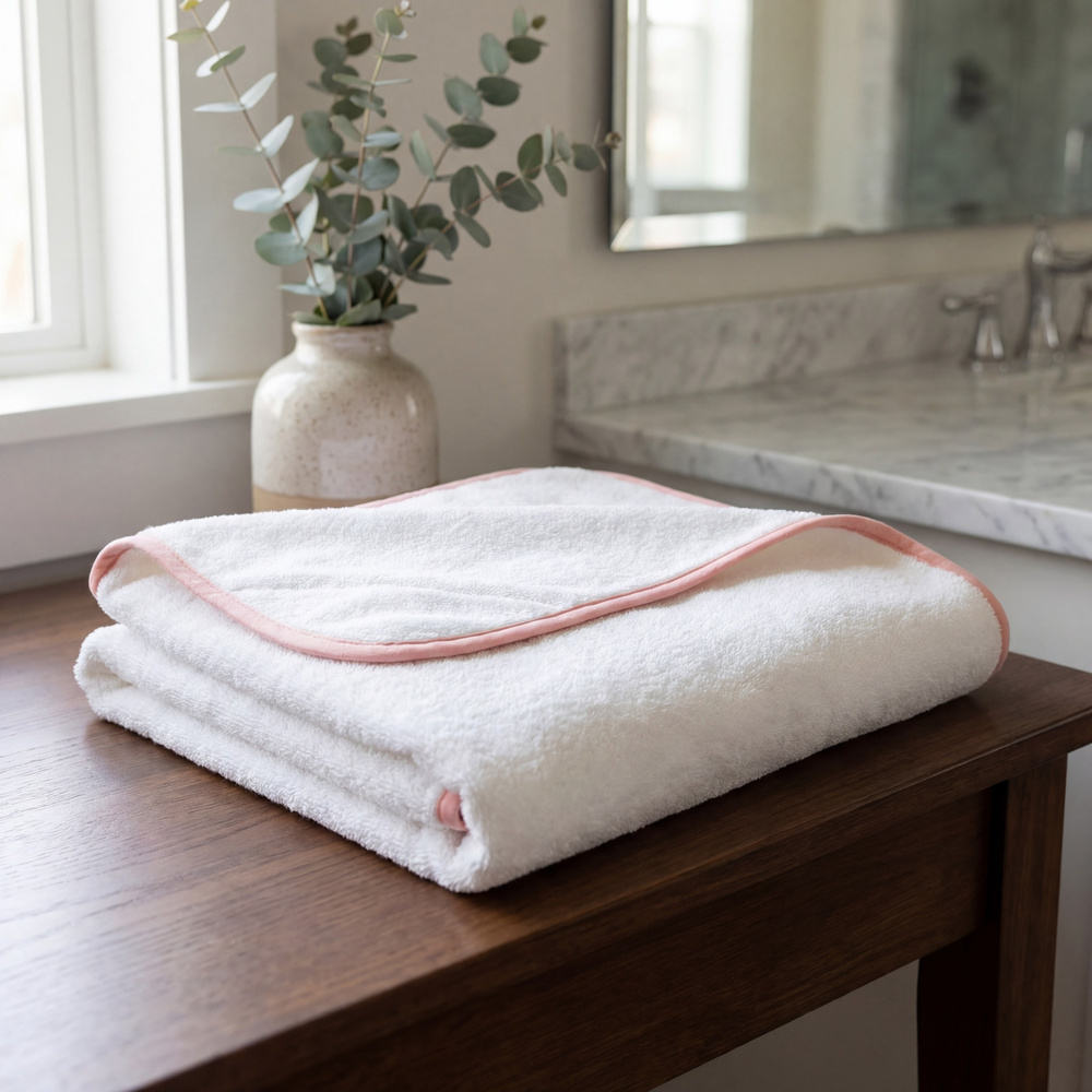 สีขาว + ขอบสีชมพู