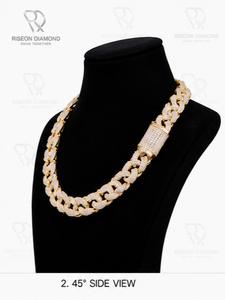 Premium <b>iced</b> <b>out</b> Cuban link <b>chain</b> necklace luxurious gold tone sparkling stones bold hip hop fashion secure box clasp durable - Product Image 3