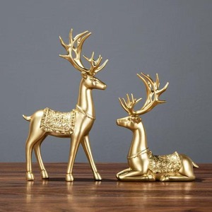 Elegant Golden Reindeer Decor Set with Crystal Globe for <b>Christmas</b> Table and Living Room Decoration Handcrafted From India - Product Image 5