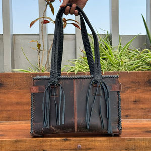 Nuevo bolso de mano con flecos de cuero de grano completo de lujo de diseñador de moda de alta calidad personalizado al por mayor bolso de cuero genuino para mujer - Product Image 5