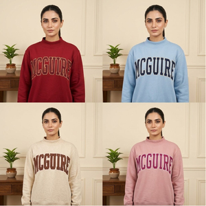 McGuire <b>Women's</b> Turtleneck <b>Sweatshirt</b> <b>Red</b> Club Mock Neck Pullover Gingham Embroidery Logo For Collegiate Student Organizations - Product Image 5