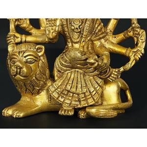 Catégorie de Produits Statue Durga de déesse mère de 4 pouces en laiton fabriquée en Inde pour offrir une sculpture - Product Image 3