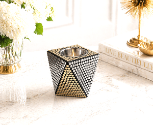 Portavelas de Mosaico de Lujo, Cuadrado, Metálico, con Tachuelas, para Velas de Té, Decoración para el Hogar, Centro de Mesa, Artículo de Regalo, Diseño Moderno - Product Image 4