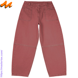 Jean décontracté ample en coton 100 % pour femme Master Textile, style baril, lavable, avec rivets et coupe-cousu de style festif, 8,85 oz - Product Image 2