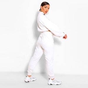 Ensemble deux pièces brodé pour femme grande taille, survêtement d'entraînement de fitness, jogging, couleur personnalisée, en molleton - Product Image 6