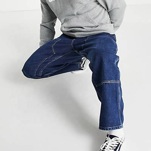 2026 New Men's Loose Fit Straight Leg Denim Jeans Mid Waist Solid Color Casual Style Regular Wash Cotton Fabric Autumn Wear - Product Image 6