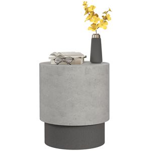 Tavolino Rotondo Regolabile a 4 Piedi con Finitura in Cemento per Uso Interno ed Esterno - Product Image 1