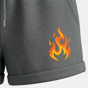 Conjunto de chaleco sin mangas con capucha y pantalones cortos para mujer, con estampado de llamas, ropa deportiva informal para primavera y verano, material de lana - Product Image 6
